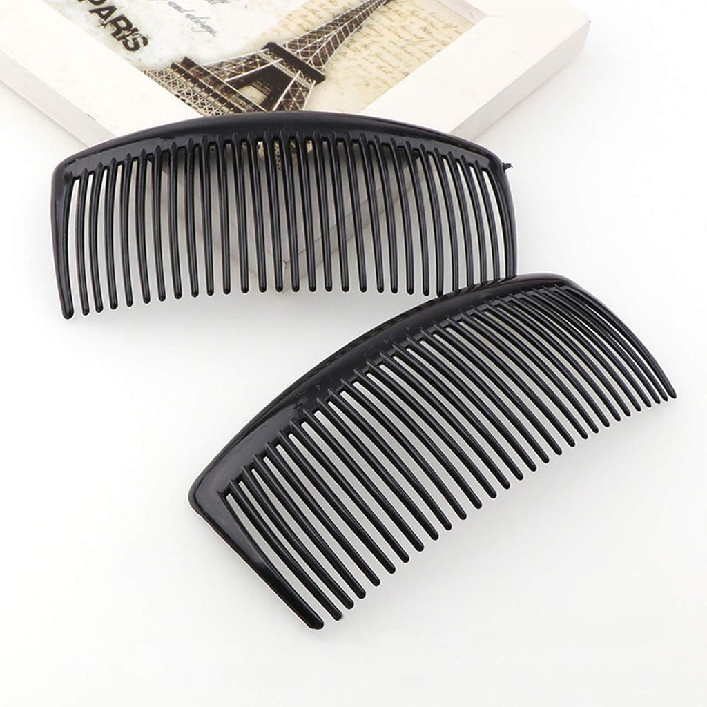 United Fashion 6 Packs French Twist Comb, Plastic Side Hair Combs with 29 Teeth Hair Comb Hair Clip Combs for Fine Hair Accessory for Women- Black