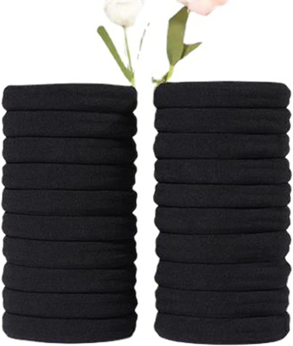 United Fashion Accessories 100pcs black hair ties for women girls no damage ponytail holder seamless thick black hair band elastic