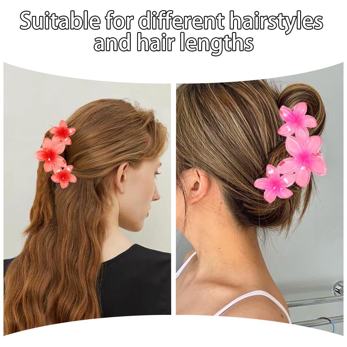 United Fashion Accessories New Design Summer Sweet Gradient Color 3 Flower Large Claw Girls Hair Accessories Acetate Big plumeria Hair Claw Clip For Women