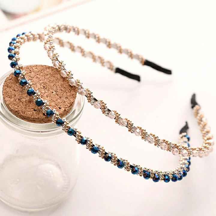 United Fashion Pearl, Crystal Beads Headbands Beaded Headband Metal Head Bands No Slip Hair Accessories for Women Girls,4 Pack