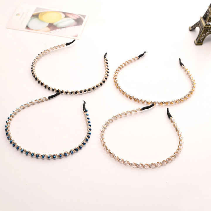 United Fashion Pearl, Crystal Beads Headbands Beaded Headband Metal Head Bands No Slip Hair Accessories for Women Girls,4 Pack