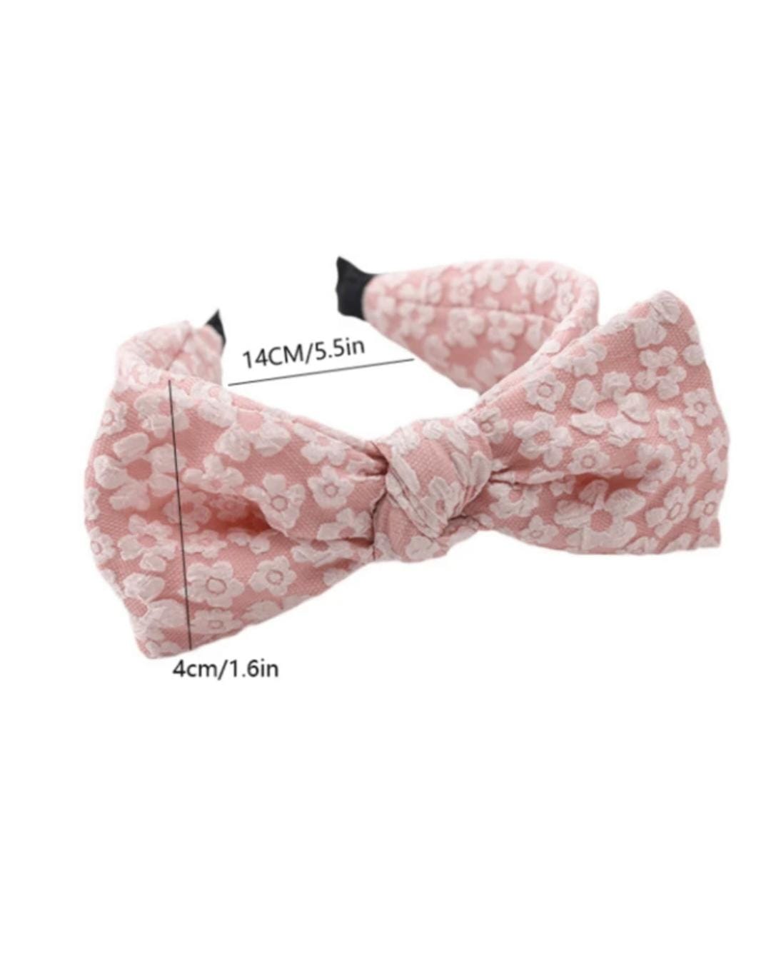 Turban Headbands for Women Fabric Wrapped Around Base Made Of Metal Head Band Hair Vintage Flower Printed Cross Light Pink