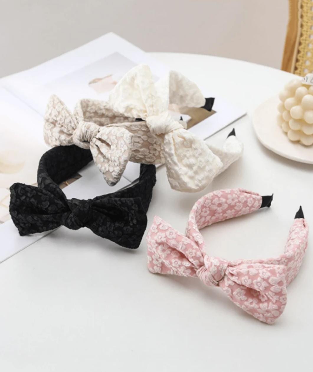 Turban Headbands for Women Fabric Wrapped Around Base Made Of Metal Head Band Hair Vintage Flower Printed Cross Black Color