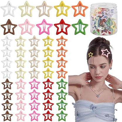 United Fashion Star Hair Clips for Girls,Cute Snap Hair Clips Star Hair Accessories for Women Girls Star Clips Hair Barrettes for Girls Non Slip