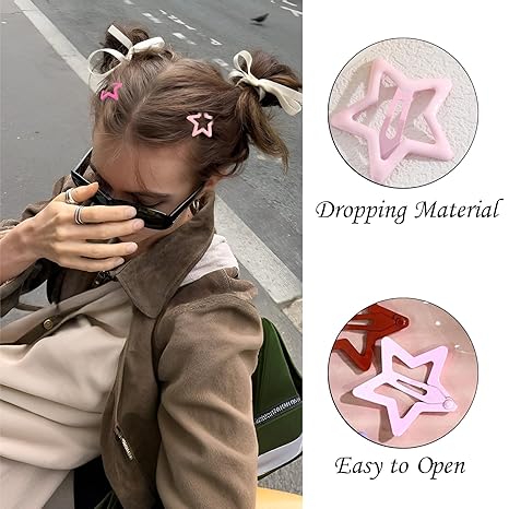 United Fashion Star Hair Clips for Girls,Cute Snap Hair Clips Star Hair Accessories for Women Girls Star Clips Hair Barrettes for Girls Non Slip