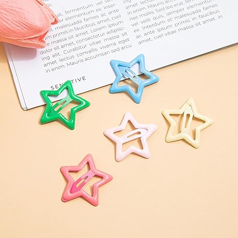 United Fashion Star Hair Clips for Girls,Cute Snap Hair Clips Star Hair Accessories for Women Girls Star Clips Hair Barrettes for Girls Non Slip