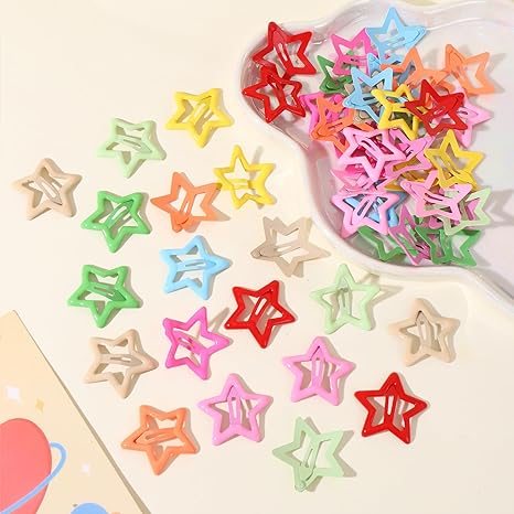 United fashion Star Hair Clips,Star Clips Star Snap Hair Clips Metal Hair Barrettes Non Slip Star Hair Clips Star Hair Accessories for Women Girls,Colorful 60PCS