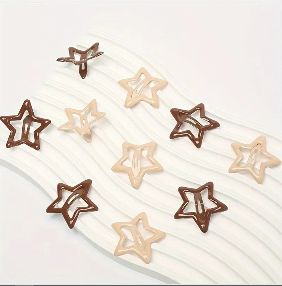 Star-Shaped Hair Clips for Teens and Women – Minimalist Alloy Mixed Brown Color Hair Barrettes with Simple Geometric Design – Fashion Hair Accessories for Casual and Stylish Looks 30PCS