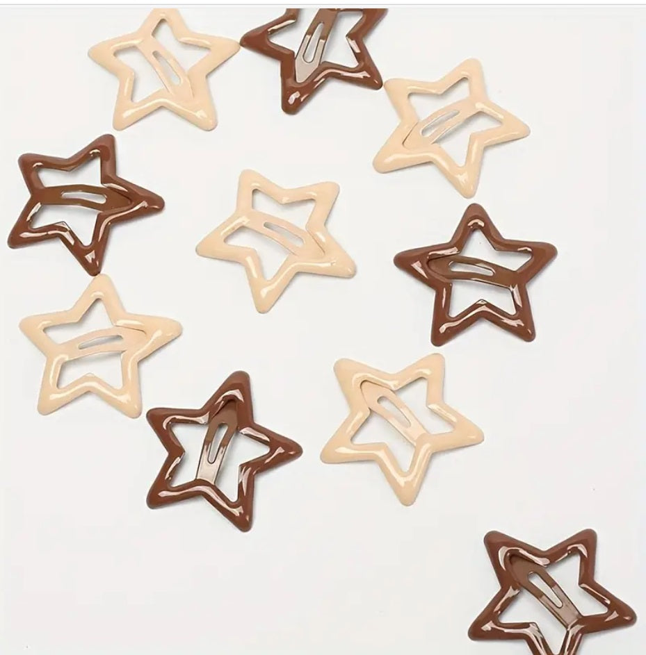 Star-Shaped Hair Clips for Teens and Women – Minimalist Alloy Mixed Brown Color Hair Barrettes with Simple Geometric Design – Fashion Hair Accessories for Casual and Stylish Looks 30PCS