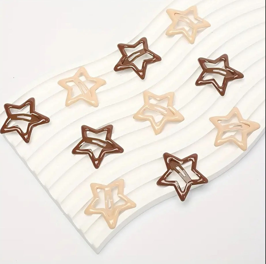 Star-Shaped Hair Clips for Teens and Women – Minimalist Alloy Mixed Brown Color Hair Barrettes with Simple Geometric Design – Fashion Hair Accessories for Casual and Stylish Looks 30PCS