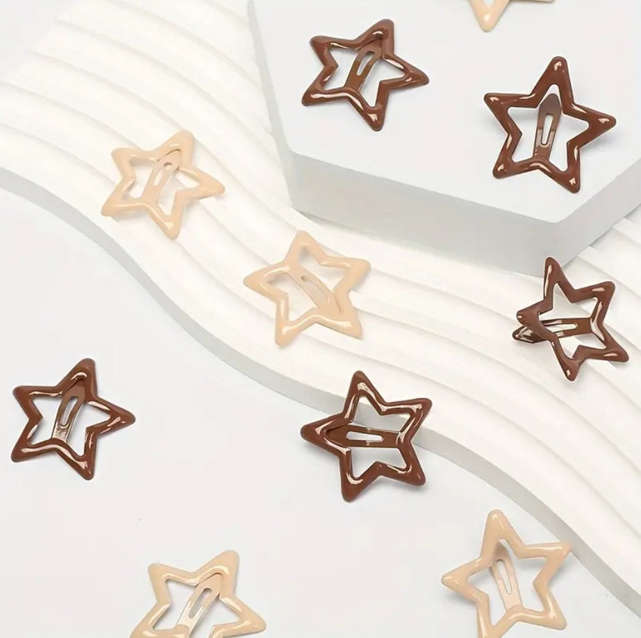 Star-Shaped Hair Clips for Teens and Women – Minimalist Alloy Mixed Brown Color Hair Barrettes with Simple Geometric Design – Fashion Hair Accessories for Casual and Stylish Looks 30PCS