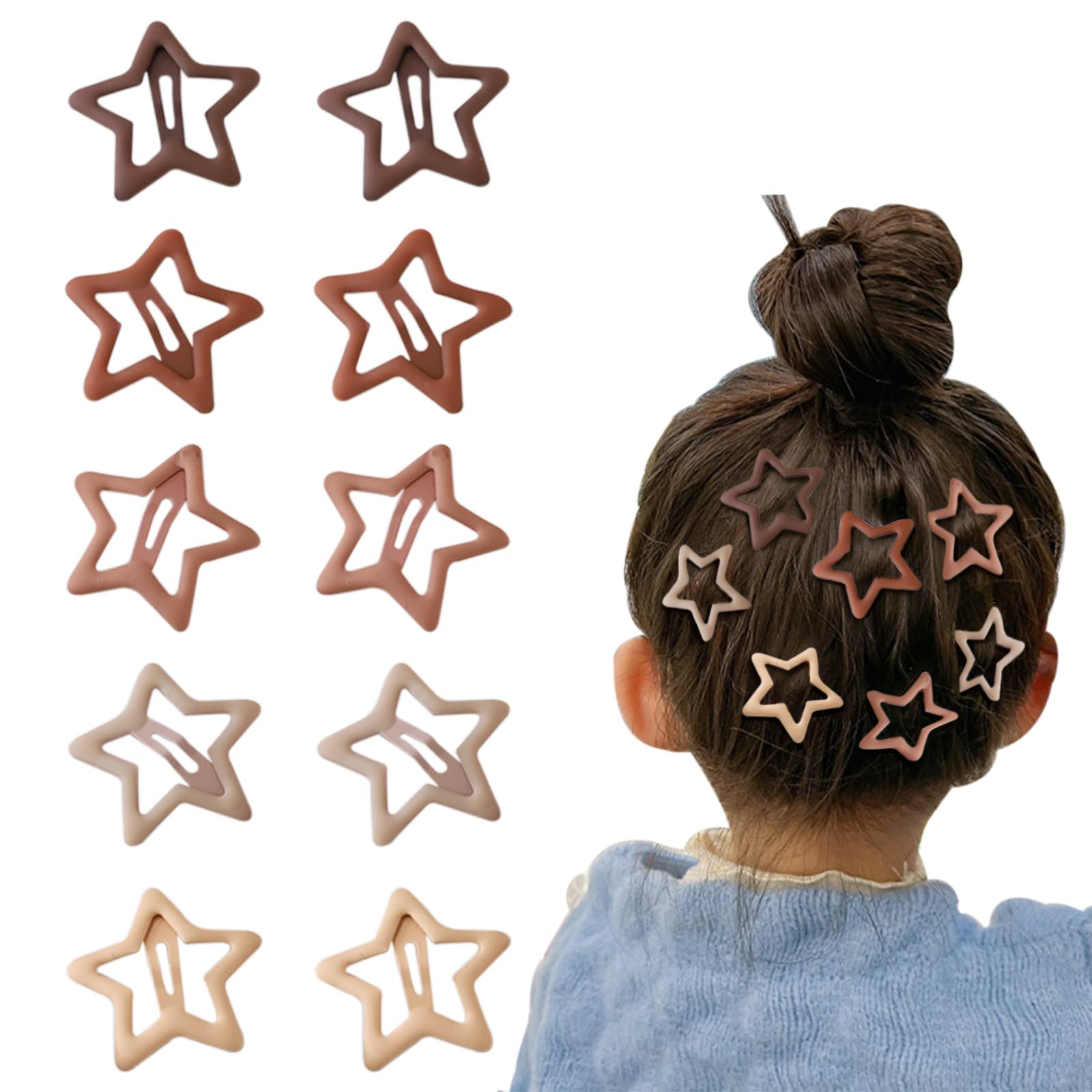 Star-Shaped Hair Clips for Teens and Women – Minimalist Alloy Mixed Brown Color Hair Barrettes with Simple Geometric Design – Fashion Hair Accessories for Casual and Stylish Looks 30PCS