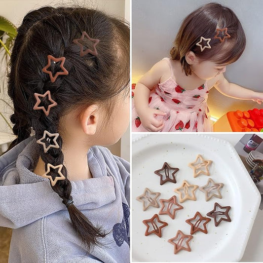 Star-Shaped Hair Clips for Teens and Women – Minimalist Alloy Mixed Brown Color Hair Barrettes with Simple Geometric Design – Fashion Hair Accessories for Casual and Stylish Looks 30PCS