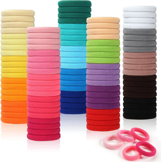 United Fashion Seamless Elastic Hair Band Ponytail Holder for Kids Toddler 100 Pcs