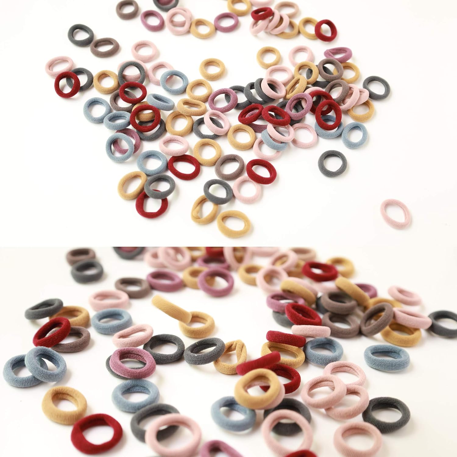 United Fashion Seamless Cotton Hair Bands Elastics Hair Ties Diameter 1 inch Ponytail Holders for Girl Toddler Baby Thin Hair 100Pcs