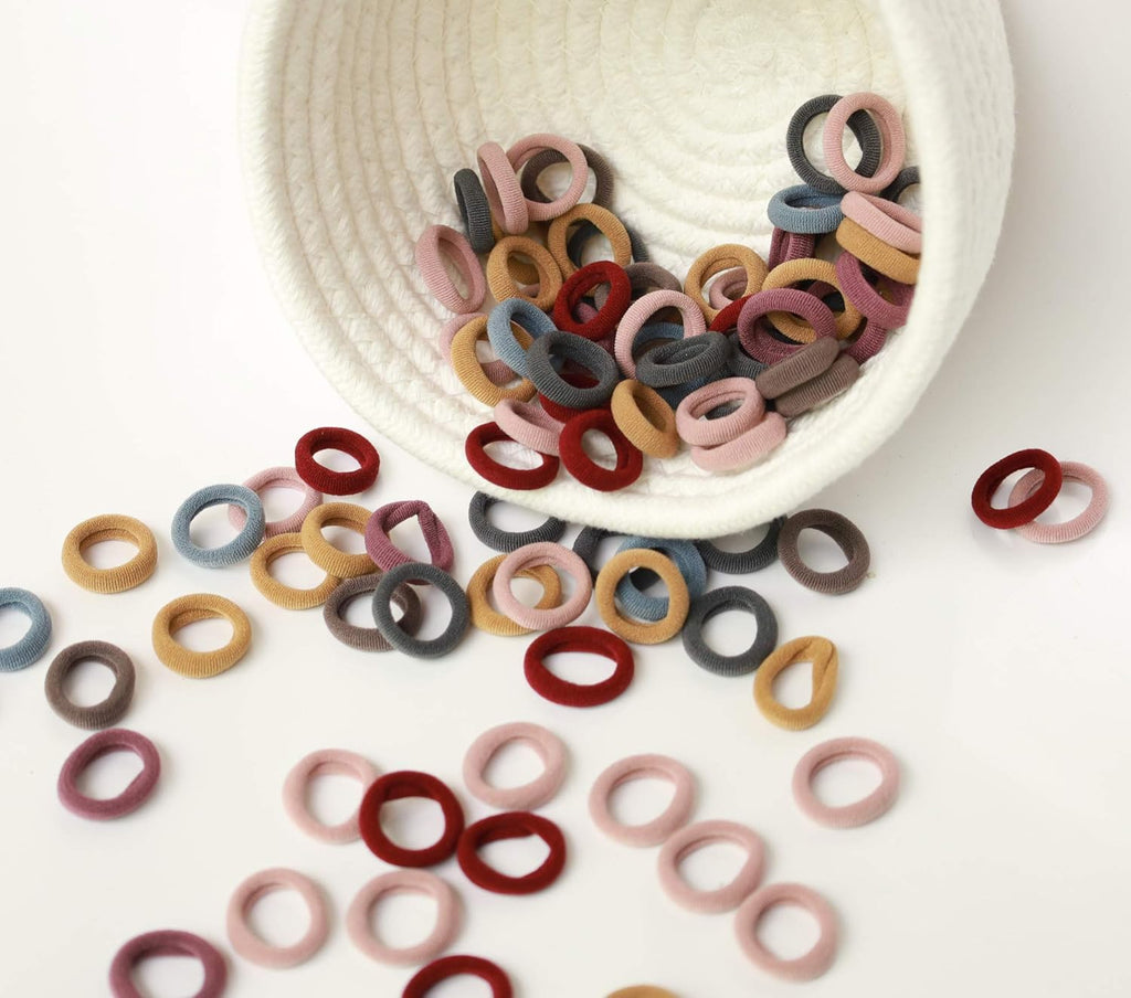 United Fashion Seamless Cotton Hair Bands Elastics Hair Ties Diameter 1 inch Ponytail Holders for Girl Toddler Baby Thin Hair 100Pcs