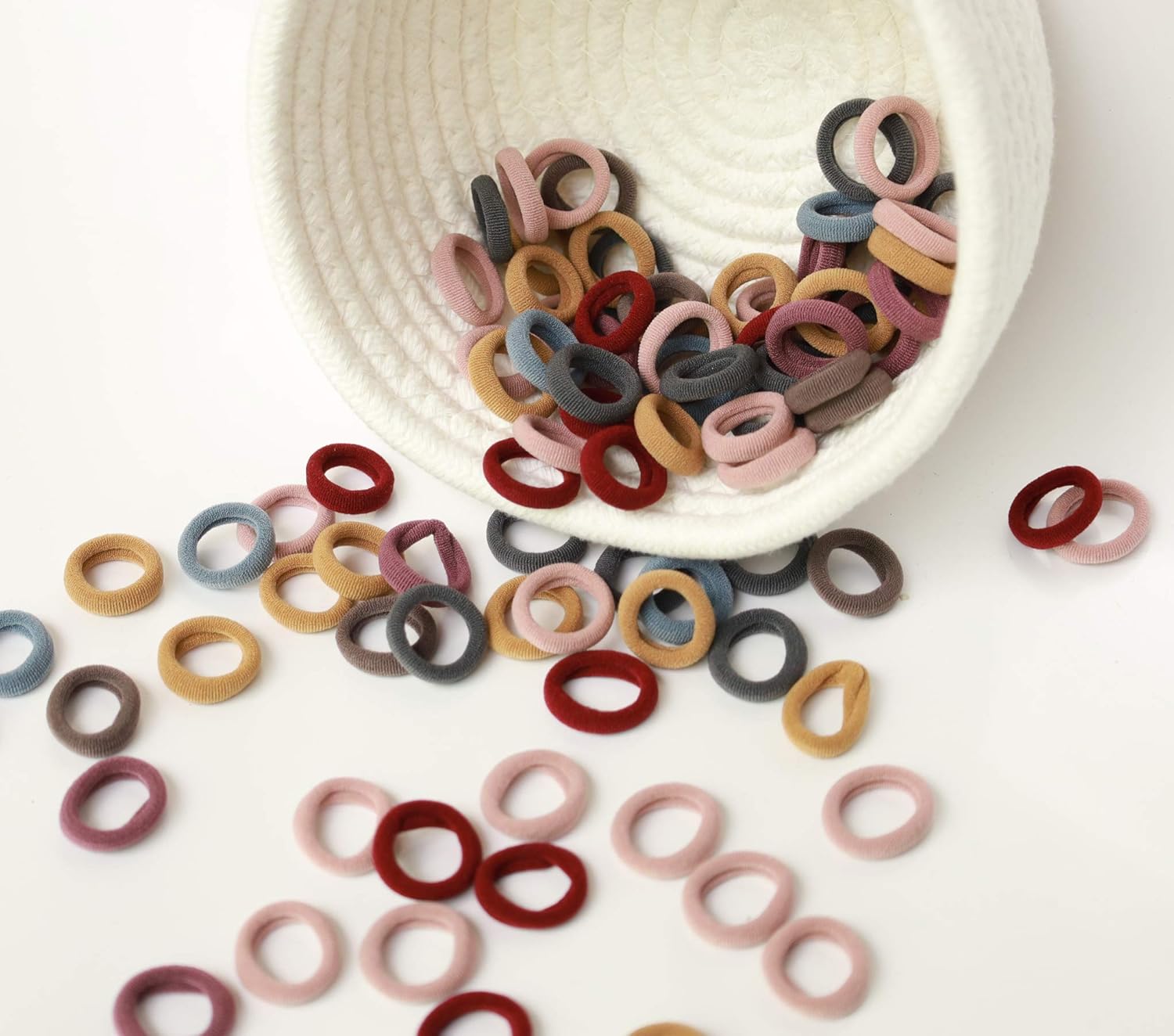 United Fashion Seamless Cotton Hair Bands Elastics Hair Ties Diameter 1 inch Ponytail Holders for Girl Toddler Baby Thin Hair 100Pcs