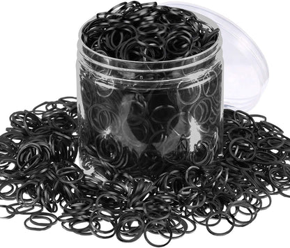 United Fashion Mini Black Rubber Bands Elastic Hair Bands Soft Hair Ties 1000PCS