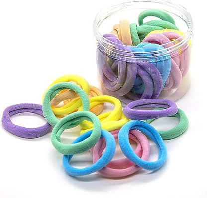 United Fashion 48PCS Seamless Hair Ties Macaron Rainbow Colorful High Elastic Ponytail Holders Hair Bands for Women Girls Teens Children Thick  Hair Braided Accessories.