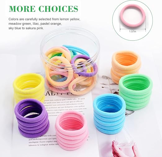 United Fashion 48PCS Seamless Hair Ties Macaron Rainbow Colorful High Elastic Ponytail Holders Hair Bands for Women Girls Teens Children Thick  Hair Braided Accessories.