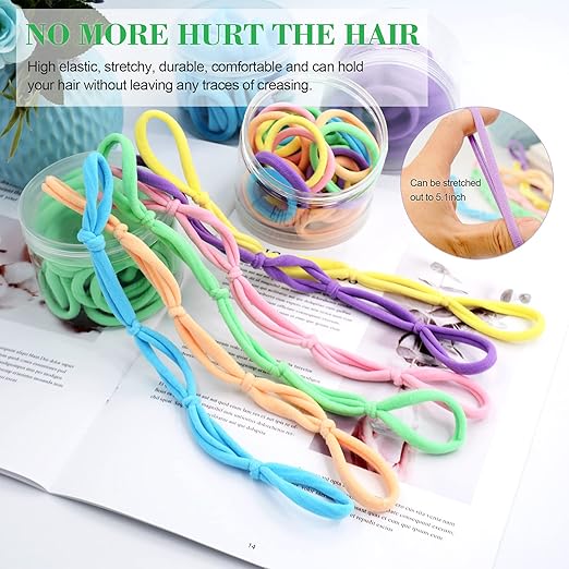 United Fashion 48PCS Seamless Hair Ties Macaron Rainbow Colorful High Elastic Ponytail Holders Hair Bands for Women Girls Teens Children Thick  Hair Braided Accessories.