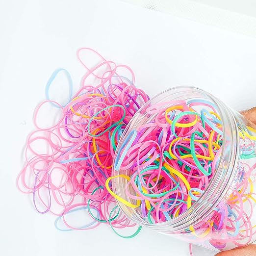 United Fashion thick large size Hair Elastics Loom Bands kit for Girls Kids hairstylist, Assorted Colours Tiny Rubber Bands Hair Accessories Elastic Hair Ties (Multicolour Small pack).