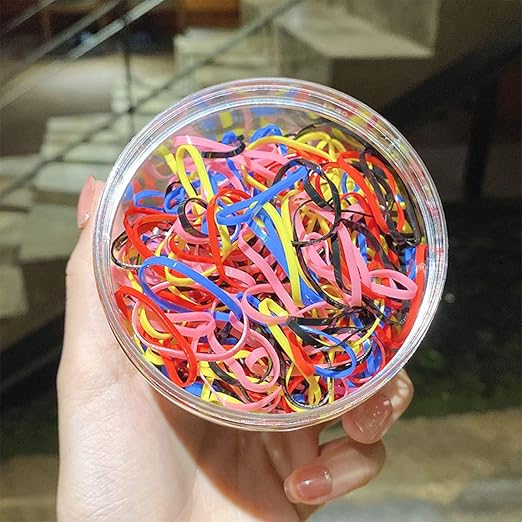United Fashion thick large size Hair Elastics Loom Bands kit for Girls Kids hairstylist, Assorted Colours Tiny Rubber Bands Hair Accessories Elastic Hair Ties (Multicolour Small pack).