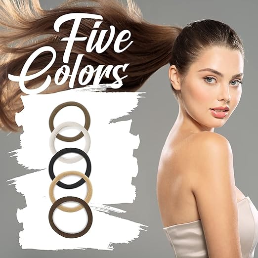 United Fashion Hair Ties, Seamless Ponytail Holders For Kids, Girls & Women No Damage, Neutral Color, 50 Pack