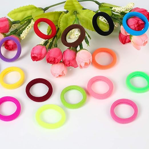 United Fashion 120 Pcs Pack Baby Hair Ties, Cotton Toddler Hair Ties for Girls and Kids, Multicolor Small Seamless Hair Bands Elastic Ponytail Holders(15 Colors).