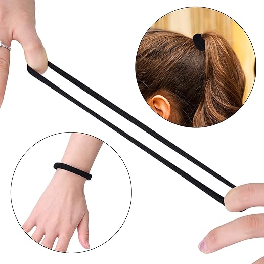 United Fashion 20pcs Large Hair Bands for School, Sports, yoga Women, Girls,, Kids, Men, (Black)