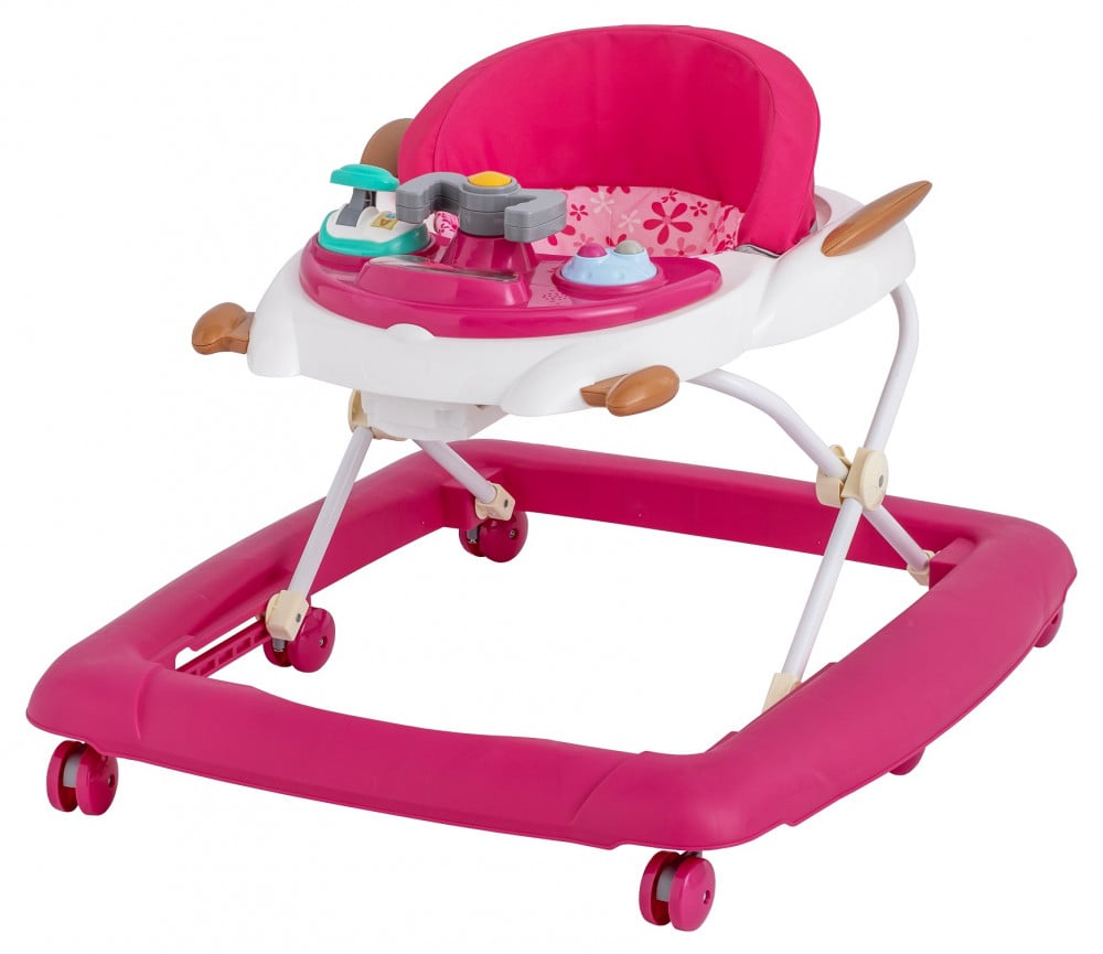 Foldable baby walker with stopper multi colour blue, Grey, pink