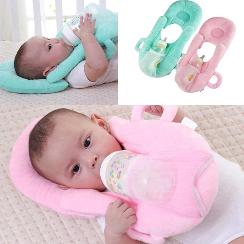 Baby Self-Feeding Pillow  Portable Baby Feeding Pillows Portable Detachable Self-Feeding Lounger Baby Bottle Holder Infant Cushion (pink, green, cream)